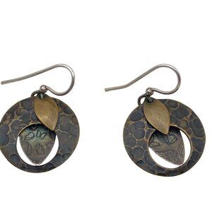 Handcrafted Sterling Silver Brass Copper Dangle Earrings Textured Butterfly Boho